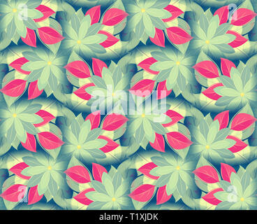 Seamless pattern vintage, fiori decorativi, viola-turchese. Parete vegetale-carta in stile antico. Uno sfondo per il design di tessuti, carta da imballo Foto Stock