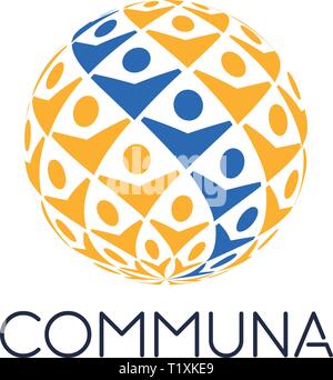 Abstract colorati felici le persone in forma di cerchio . Concetto per il lavoro di squadra, formazione aziendale, partenariato, seminario, rete sociale Illustrazione Vettoriale