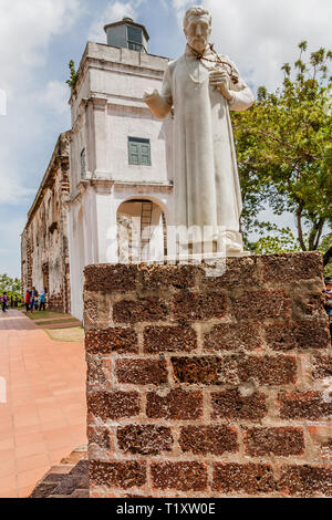 Le rovine della chiesa di San Paolo a Melaka, Malesia Foto Stock