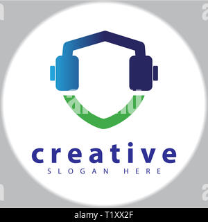 Ricevitore logo scudo template vettoriale Foto Stock