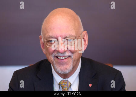 Riga, Lettonia. 29 mar 2019. Edgars Rinkevics, ministro degli Affari esteri della Lettonia incontro con Hans Dahlgren, Ministro per gli affari UE della Svezia. Credito: Gints Ivuskans/Alamy Live News Foto Stock