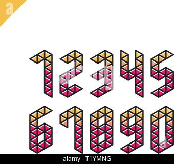 Raccolta della sport isometrica numeri impostati con il triangolo. Illustrazione Vettoriale font Illustrazione Vettoriale