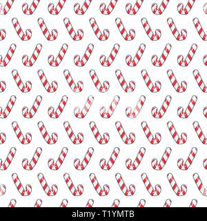 Allegro candy cane su sfondo bianco modello senza giunture Illustrazione Vettoriale