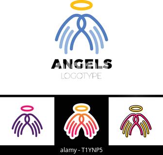 La linea ali e alo semplice logo Illustrazione Vettoriale