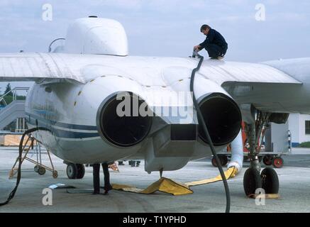 Myasishchev M-55, ex militare sovietico spy aereo, dal 1992 impiegato dal comitato scientifico Consorzio Europeo Geophysica atmosfera per ricerche sulla fascia di ozono stratosferico, stratosfera-troposfera interazione e le sue ripercussioni sul riscaldamento globale Foto Stock