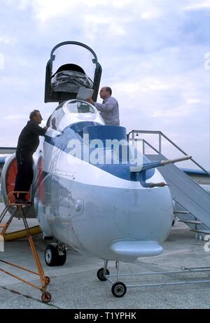 Myasishchev M-55, ex militare sovietico spy aereo, dal 1992 impiegato dal comitato scientifico Consorzio Europeo Geophysica atmosfera per ricerche sulla fascia di ozono stratosferico, stratosfera-troposfera interazione e le sue ripercussioni sul riscaldamento globale Foto Stock