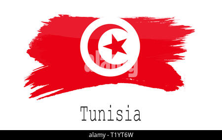 Bandiera della Tunisia su sfondo bianco, rendering 3D Foto Stock