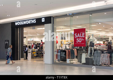 Ingresso di Woolworths Department Store, Springs Mall Shopping Centre, Casseldale, molle, East Rand, provincia di Gauteng, Repubblica del Sud Africa Foto Stock