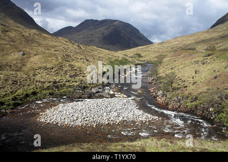 Fiume Etive Glen Etive regione delle Highlands della Scozia Foto Stock