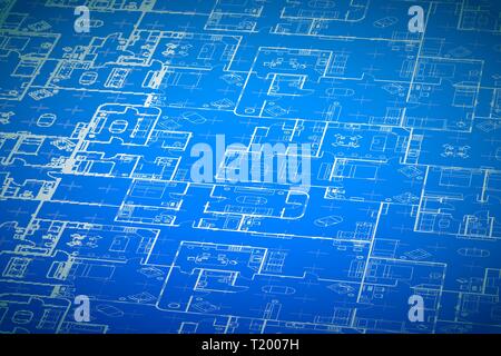 Complicato white house piano piano interno con dettagli sulla costruzione blueprint regime in prospettiva, ampio sfondo dettagliato Illustrazione Vettoriale