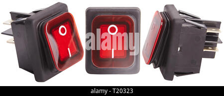 Set di pulsanti per girare la macchina per il caffè. Sul pulsante, macchina per il caffè espresso, caffè. Isolato Foto Stock