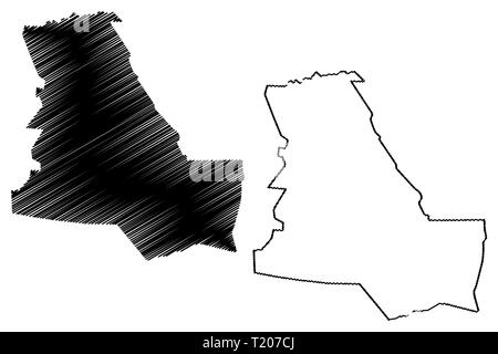 Governatorato di Dhi Qar (Repubblica dell'Iraq, Governatorati dell'Iraq) mappa illustrazione vettoriale, scribble schizzo Dhi Qar MAPPA DELLA PROVINCIA Illustrazione Vettoriale