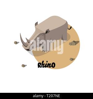 Vettore casella carta animale,vettore di rinoceronti, Illustrazione Vettoriale