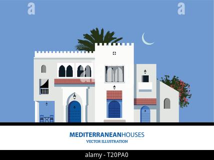 Marocchina mediterranea o stile Arabo case set. Illustrazione Vettoriale Illustrazione Vettoriale