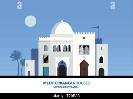 Marocchina mediterranea o stile Arabo case set. Illustrazione Vettoriale Illustrazione Vettoriale