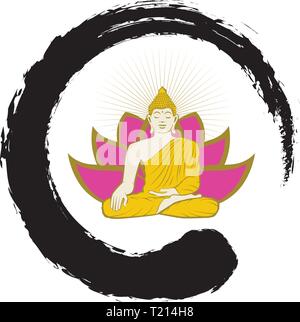 All'interno di Buddha simbolo zen, vettore icona logo Illustrazione Vettoriale