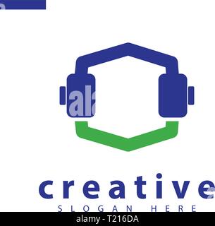 Ricevitore logo scudo template vettoriale Illustrazione Vettoriale