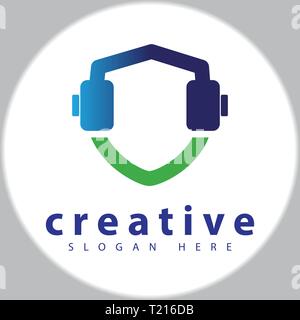 Ricevitore logo scudo template vettoriale Illustrazione Vettoriale