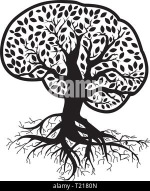 Abstract, cervello tree, correlati alla salute icona logo Illustrazione Vettoriale