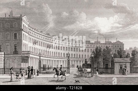 East side Park Crescent, Londra, Regno Unito, illustrazione di Th. H. Pastore, 1826 Foto Stock