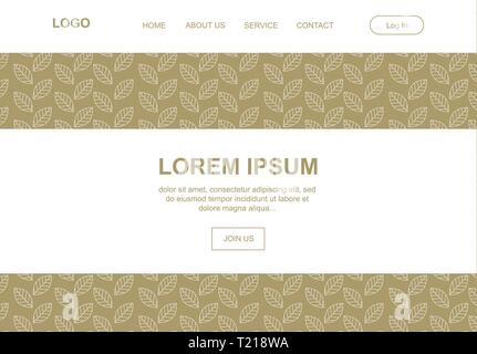 Foglie d'oro, minimalismo illustrative landing page Illustrazione Vettoriale