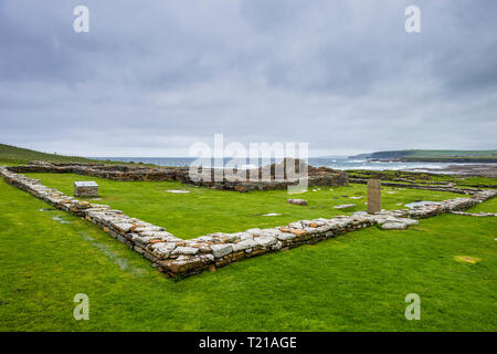 Regno Unito, Scozia, isole Orcadi, Continentale, Pictish fortezza sul Brough di Birsay Foto Stock