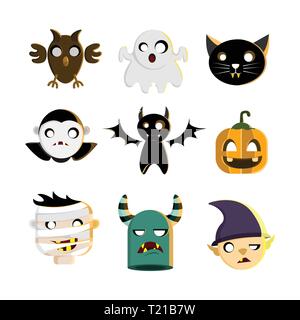 Halloween il set di caratteri Illustration Design template vettoriale Illustrazione Vettoriale