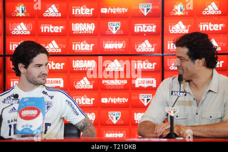 SP - Sao Paulo - 29/03/2019 - Presenta Alexandre Pato in Sao Paulo - Alexandre Pato ha presentato come nuovo giocatore di S o Paulo team in CT di Barra Funda in S o Paulo foto: Alan Morici / AGIF Foto Stock