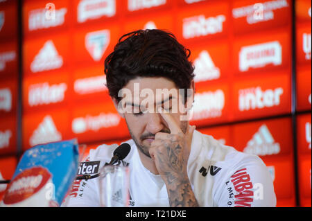 SP - Sao Paulo - 29/03/2019 - Presenta Alexandre Pato in Sao Paulo - Alexandre Pato ha presentato come nuovo giocatore di S o Paulo team in CT di Barra Funda in S o Paulo foto: Alan Morici / AGIF Foto Stock