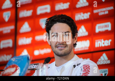 SP - Sao Paulo - 29/03/2019 - Presenta Alexandre Pato in Sao Paulo - Alexandre Pato ha presentato come nuovo giocatore di S o Paulo team in CT di Barra Funda in S o Paulo foto: Alan Morici / AGIF Foto Stock