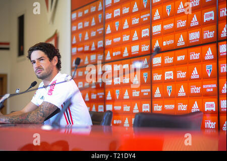 SP - Sao Paulo - 29/03/2019 - Presenta Alexandre Pato in Sao Paulo - Alexandre Pato ha presentato come nuovo giocatore di S o Paulo team in CT di Barra Funda in S o Paulo foto: Alan Morici / AGIF Foto Stock