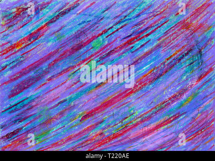 Abstract sfondo con strisce multicolori. Sfondo con strisce di colore in stile grunge con graffi. Le linee diagonali di colore rosso, rosa, viola, gree Foto Stock