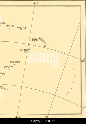 Archivio immagine dalla pagina 90 della scoperta dei report (1934) Discovery discoveryreports report09inst Anno: 1934 50' WSI39 WSI40 WSI4 WS200 50° 4.0 Fig. 10. Stazioni in Scozia Mare, 1927-8. Foto Stock