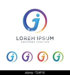 Lettera J concetto multicolore illustrazione vettoriale modello di progettazione. Adatto per industria creativa, Multimedia, intrattenimento, educative, negozio e un Illustrazione Vettoriale