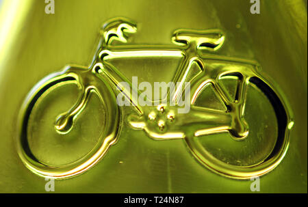 Emblema di bicicletta su vetro Foto Stock