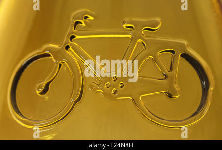 Emblema di bicicletta su vetro Foto Stock