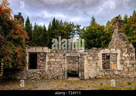 Vecchio cottage in pietra, Scozia, Regno Unito, Foto Stock