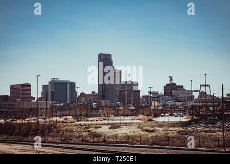 Omaha Nebraska skyline del centro Foto Stock