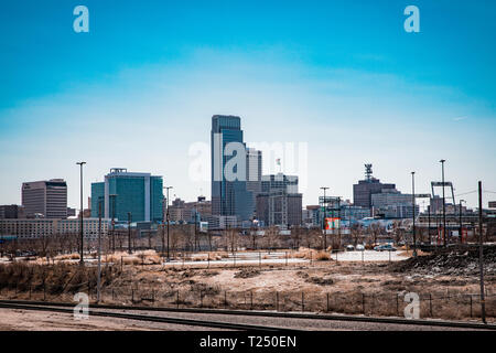 Omaha Nebraska skyline del centro Foto Stock