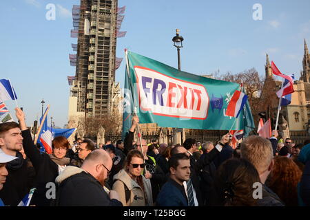 Lasciare significa lasciare Rally nel giorno in cui il Regno Unito avrebbe dovuto lasciare la UE - 29 Marzo 2019 Foto Stock