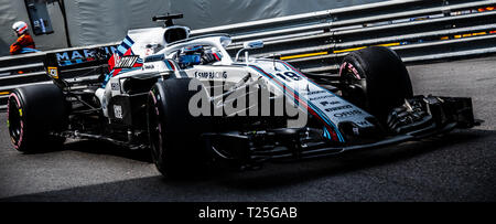 Monte Carlo/Monaco - 05/24/2018 - #18 lancia passeggiata (CAN) nella sua Williams FW41 durante il giorno di apertura della corsa in avanti del 2018 Grand Prix di Monaco Foto Stock