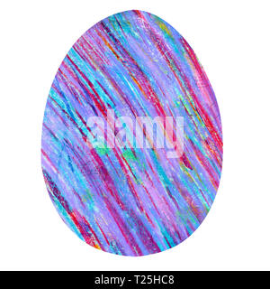 Uovo di Pasqua con un pattern. Abstract luminoso colorato con linee diagonali. Viola, rosso, blu, strisce verdi. Foto Stock