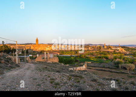 I resti di una città in Aragona che era stato completamente distrutto durante la guerra civile spagnola - Belchite - Spagna Foto Stock