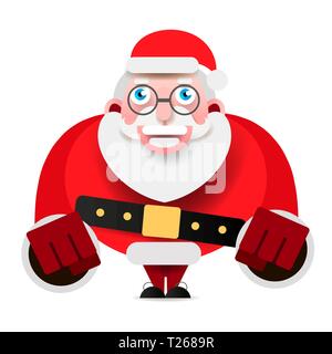 3D realistico Santa Claus personaggio dei fumetti che mostra Buon Natale. Illustrazione Vettoriale Illustrazione Vettoriale