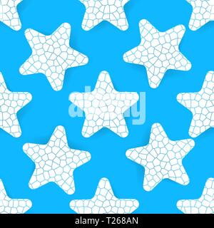 Stella stilizzata pattern, semplice piatto stile. La vita subacquea e ocean beach vettore a tema sfondo senza giunture, stelle di mare. Stile marina superficie desig Illustrazione Vettoriale