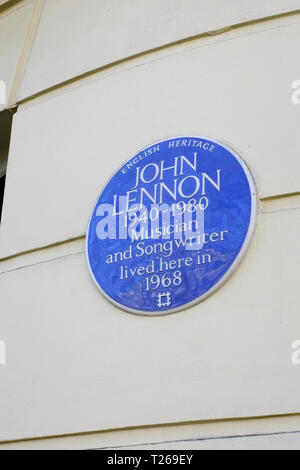 Ex casa di John Lennon a 34 Montagu Square, London, Regno Unito Foto Stock