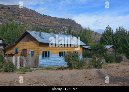 Tradizionale casa di Patagonia, Rio tranquilo, Aysen, Patagonia, Cile Foto Stock