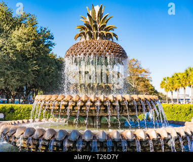 Famosa Fontana di ananas a Waterfront Park a Charleston, Sc Foto Stock