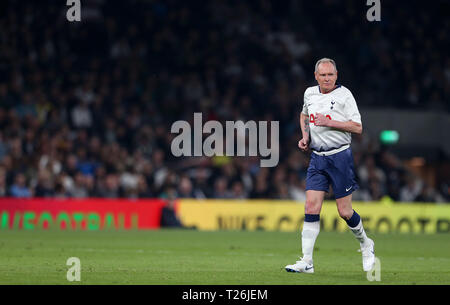 Tottenham Hotspur Paul Gascoigne in azione durante le leggende evento di prova corrispondono a Tottenham Hotspur Stadium, Londra. Foto Stock