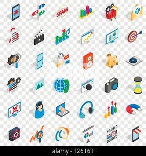 Web icone di crescita impostato, stile isometrico Illustrazione Vettoriale